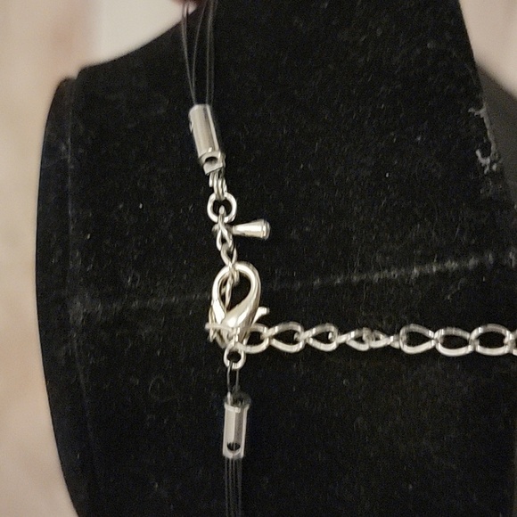 Multistrand Black wire and Beaded Necklace - Picture 3 of 4
